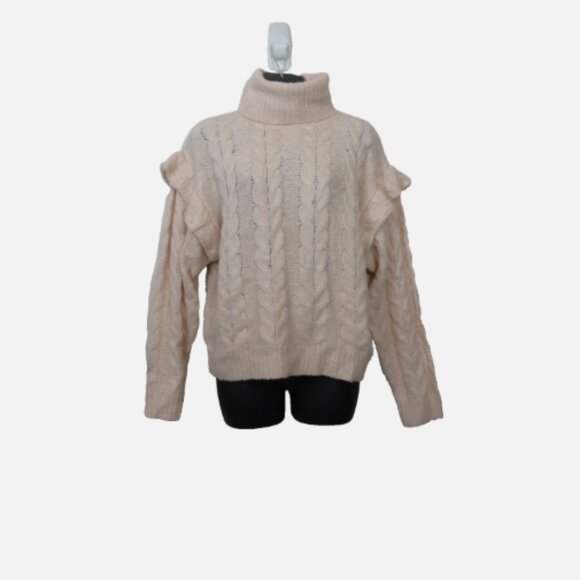 Joes Jeans size Medium The Adeline Turtleneck Cable Knit Sweater Ruffle NEW - Picture 1 of 7